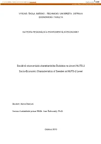 Sociálně Ekonomická Charakteristika Švédska Na Úrovni NUTS 2 Socio