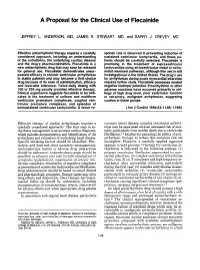 A Proposal for the Clinical Use of Flecainide
