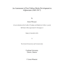 An Assessment of Post-Taliban Media Development in Afghanistan (2002-2017)