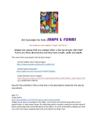 Art Concepts for Kids: SHAPE & FORM!