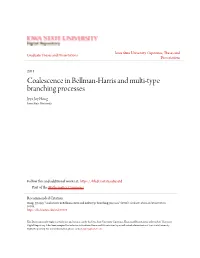 Coalescence in Bellman-Harris and Multi-Type Branching Processes Jyy-I Joy Hong Iowa State University
