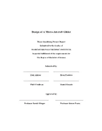 Design of a Micro-Aircraft Glider