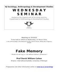 Fake Memory - Please Do Not Copy Or Cite Without Authors’ Permission