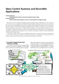 Open Control Systems and Devicenet Applications