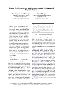 Satirical News Detection and Analysis Using Attention Mechanism and Linguistic Features