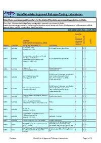 Approved Pathogen Laboratories List