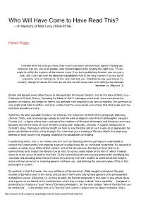 Briggs — Who Will Have Come to Have Read This