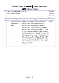 List of Polling Stations for 44 S|Eí Óº Assembly Segment Within the 8 {Q