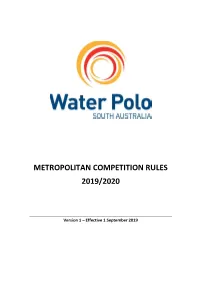 Metropolitan Competition Rules 2019/2020