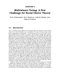 Multiwinner Voting: a New Challenge for Social Choice Theory