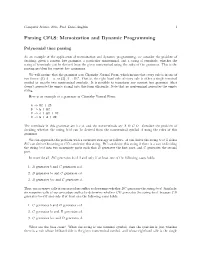 Parsing CFLS: Memoization and Dynamic Programming