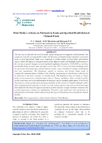 Print Media's Articles on Nutrients in Foods and Specified Health