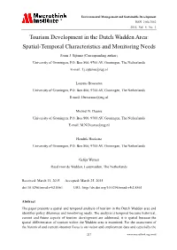 Tourism Development in the Dutch Wadden Area: Spatial-Temporal Characteristics and Monitoring Needs