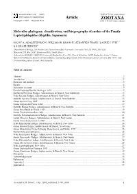 Zootaxa, Molecular Phylogeny, Classification, And