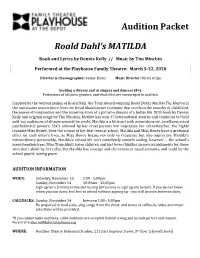 Audition Packet Roald Dahl's MATILDA