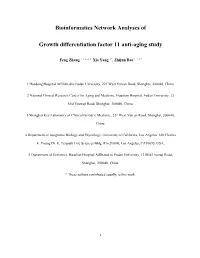 Bioinformatics Network Analyses of Growth