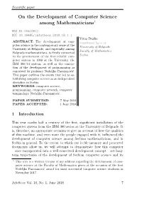 On the Development of Computer Science Among Mathematicians1