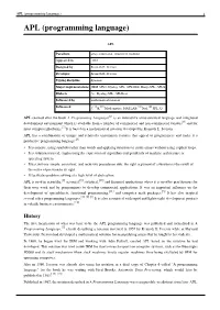 Programming Language) 1 APL (Programming Language)
