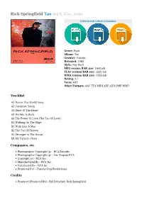 Rick Springfield Tao Mp3, Flac, Wma