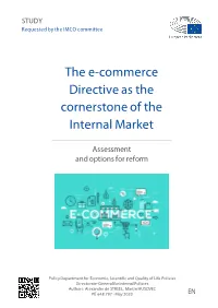 The E-Commerce Directive As the Cornerstone of the Internal Market