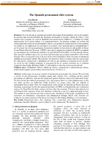The Spanish Pronominal Clitic System