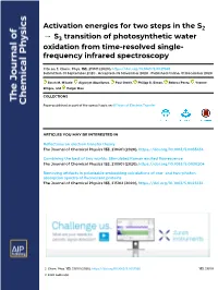 Activation Energies for Two Steps in the S2 → S3 Transition of Photosynthetic Water Oxidation from Time-Resolved Single-Frequency Infrared Spectroscopy