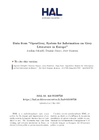 Data from ''Opengrey, System for Information