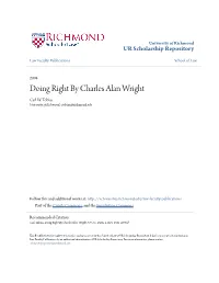 Doing Right by Charles Alan Wright Carl W