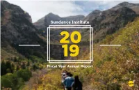Fiscal Year Annual Report 01 WELCOME Sundance Institute Annual Report