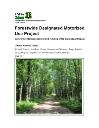 Forestwide Designated Motorized Use Project Environmental Assessment and Finding of No Significant Impact