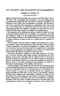On Validity and Invalidity of Sacraments Robert E