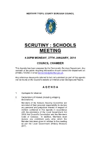 Scrutiny : Schools Meeting