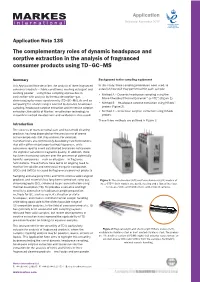The Complementary Roles of Dynamic Headspace and Sorptive Extraction in the Analysis of Fragranced Consumer Products Using TD–GC–MS