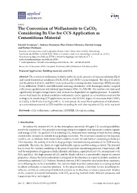 The Conversion of Wollastonite to Caco3 Considering Its Use for CCS Application As Cementitious Material