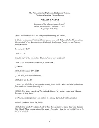 2012. This Is an Interview with William Codus. We Are Doing This on Behalf of the Association for Diplomatic Studies and Training