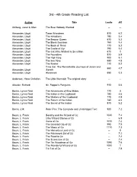 3Rd - 4Th Grade Reading List