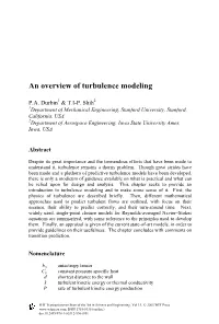 An Overview of Turbulence Modeling
