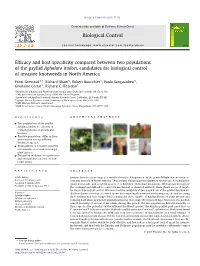 Efficacy and Host Specificity Compared Between Two Populations of The