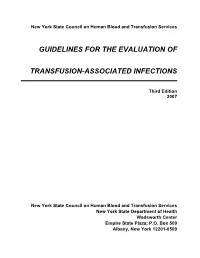 Guidelines for the Evaluation of Transfusion-Associated Infections