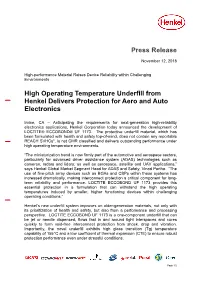 High Operating Temperature Underfill from Henkel Delivers Protection for Aero and Auto Electronics