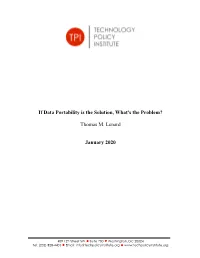 If Data Portability Is the Solution, What's the Problem? Thomas M