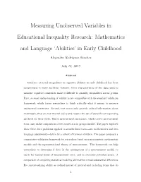 Measuring Unobserved Variables in Educational Inequality Research: Mathematics and Language ‘Abilities’ in Early Childhood