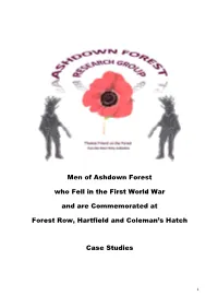 Men of Ashdown Forest Who Fell in the First World War and Are
