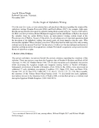 On the Origin of Alphabetic Writing