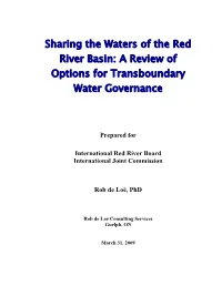 Sharing the Waters of the Red River Basin: a Review of Options for Transboundary Water Governance