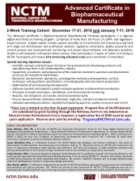 Advanced Certificate in Biopharmaceutical Manufacturing