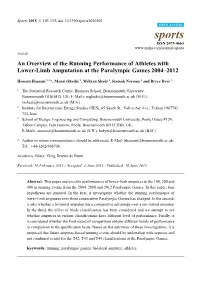 An Overview of the Running Performance of Athletes with Lower-Limb Amputation at the Paralympic Games 2004–2012