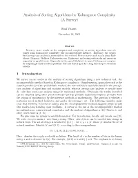 Analysis of Sorting Algorithms by Kolmogorov Complexity (A Survey)