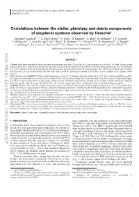 Correlations Between the Stellar, Planetary and Debris Components Of