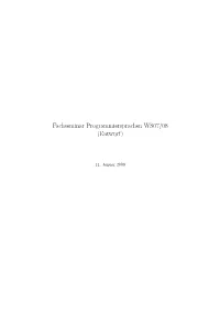 Fachseminar Programmiersprachen WS07/08 (Entwurf)